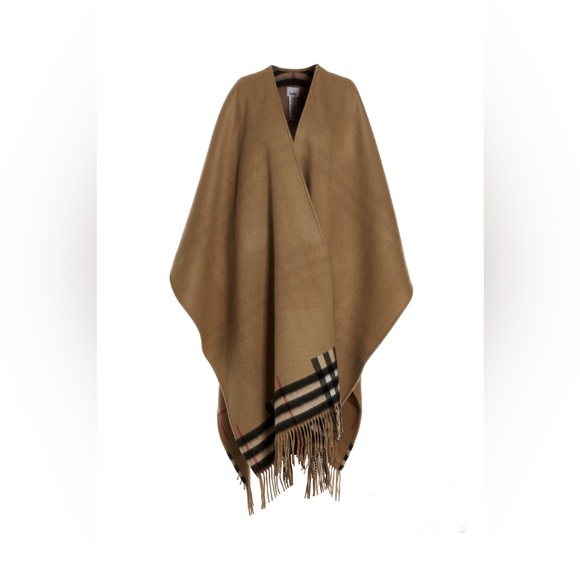 Burberry Check Large Cashmere Wool Reversible Cape